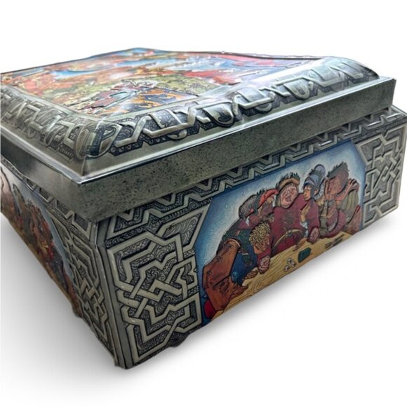 Vtg Large E. Otto Schmidt Tin Box Germany Great Graphics & Color Embossed AS-IS! - Picture 3 of 6